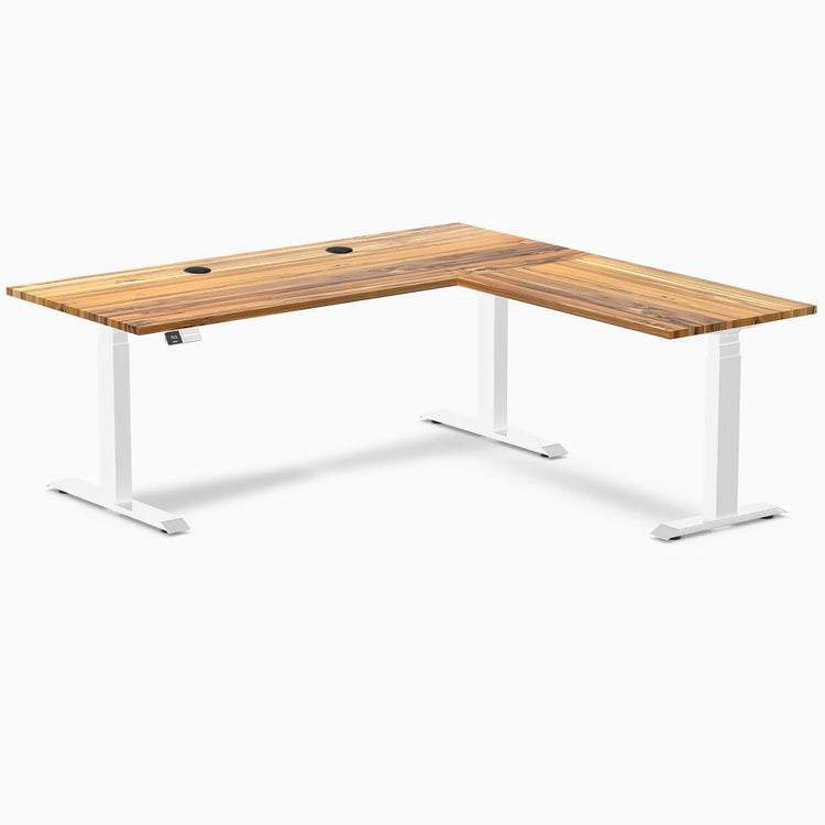 Desky Hardwood L-Shape Sit Stand Desk