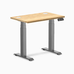 Desky Dual Mini Hardwood Sit Stand Desk, White Oak desktop, Space Gray frame