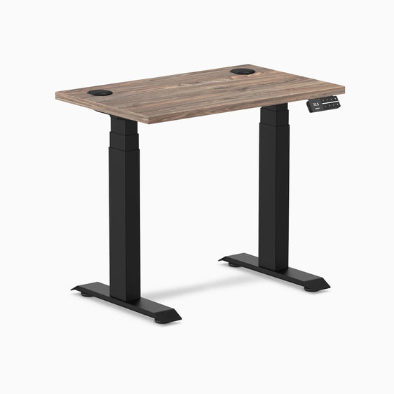 dual mini sit stand desk - natural walnut desktop - Desky