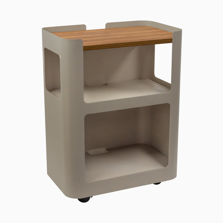 Light brown open mobile pedestal with prime oak shelf - Desky