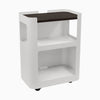 White open mobile pedestal with burnished wood shelf - Desky