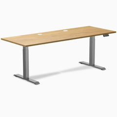Desky Dual Rubberwood Sit Stand Desk, Light Oak desktop, Space Gray frame