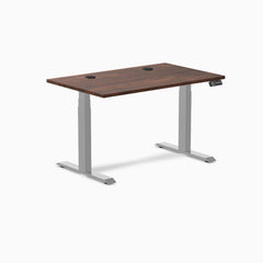 Desky Dual Softwood Sit Stand Desk, American Rustic Pine desktop, Gray frame