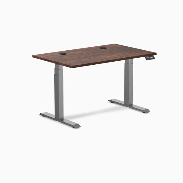 Desky Dual Softwood Sit Stand Desk, American Rustic Pine desktop, Space Gray frame