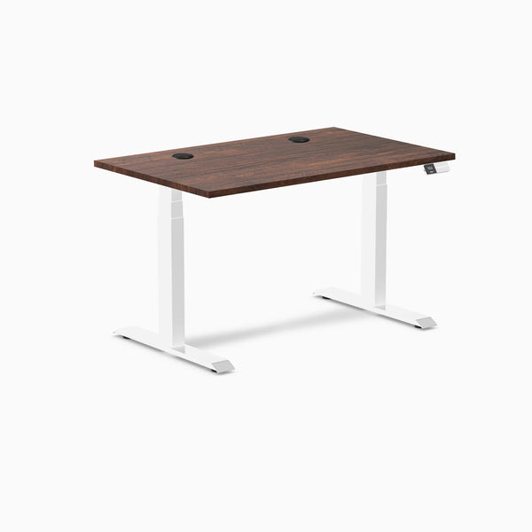 Desky Dual Softwood Sit Stand Desk, American Rustic Pine desktop, White frame