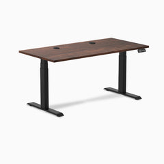 Desky Dual Softwood Sit Stand Desk, American Rustic Pine desktop, Matte Black frame