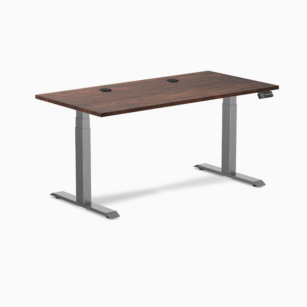 Desky Dual Softwood Sit Stand Desk, American Rustic Pine desktop, Space Gray frame