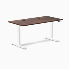 Desky Dual Softwood Sit Stand Desk, American Rustic Pine desktop, White frame