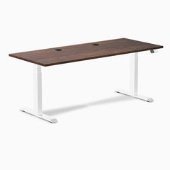 Desky Dual Softwood Sit Stand Desk, American Rustic Pine desktop, White frame
