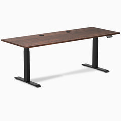 Desky Dual Softwood Sit Stand Desk, American Rustic Pine desktop, Matte Black frame