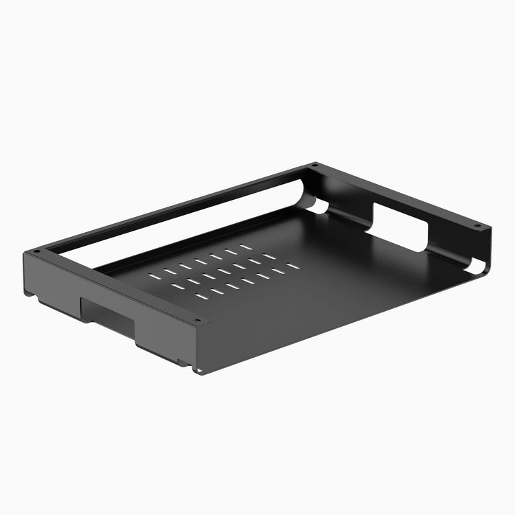 Black under desk slim shelf