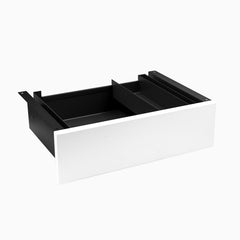 white melamine drawer in black frame