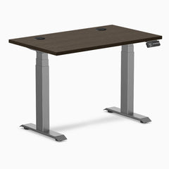 Desky Dual Mini Bamboo Sit Stand Desk, Dark Bamboo desktop, Space Gray frame