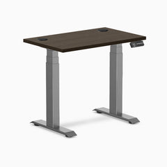 Desky Dual Mini Bamboo Sit Stand Desk, Dark Bamboo desktop, Space Gray frame