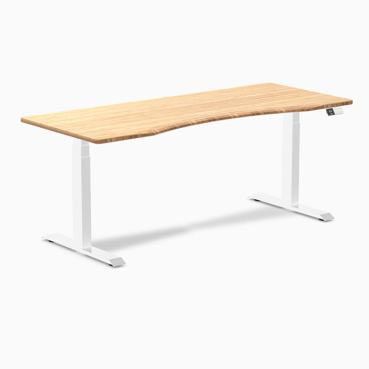 Dual Desky ergo bamboo desk 1800mm in white