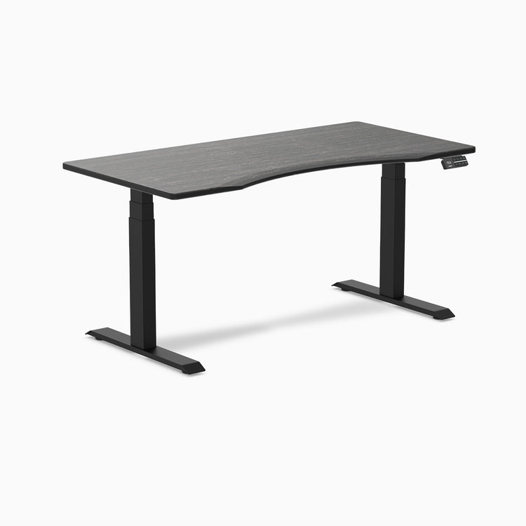 Dual Desky ergo dark bamboo desk 1500mm in black