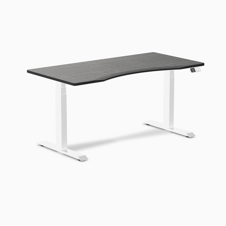 Dual Desky ergo dark bamboo desk 1500mm in white