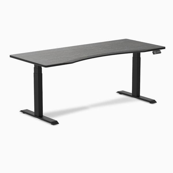 Dual Desky ergo dark bamboo desk 1800mm in black