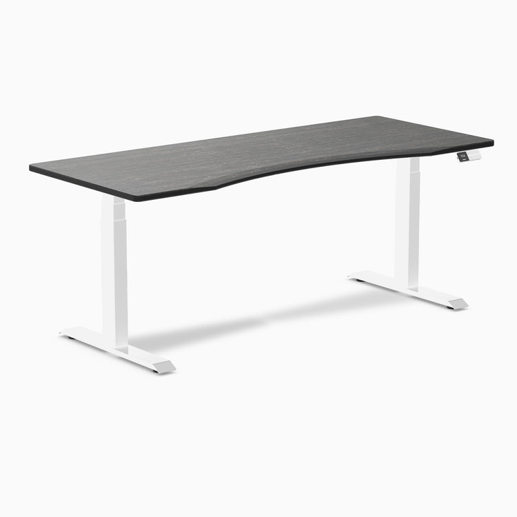 Dual Desky ergo dark bamboo desk 1800mm in white