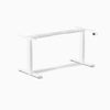 White desk frame with minimalistic design and integrated cable management features.