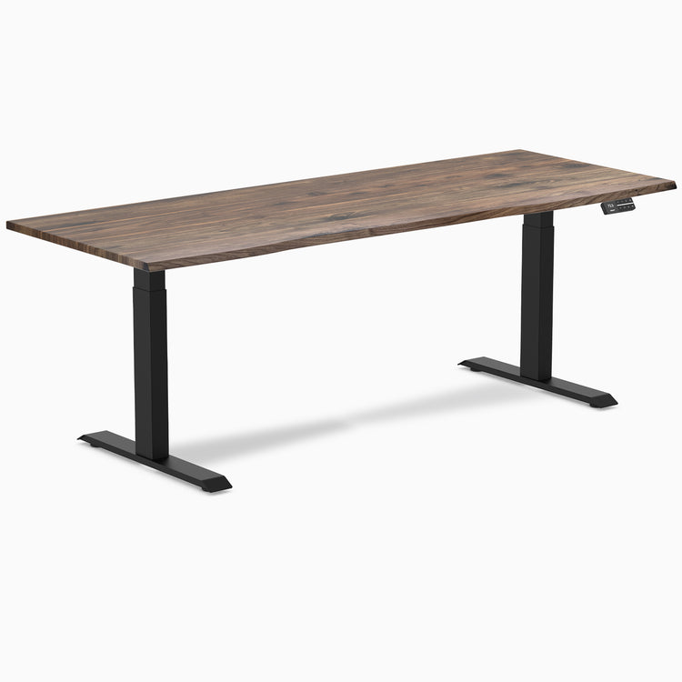 Desky Dual Natural Walnut Hardwood Sit Stand Desk