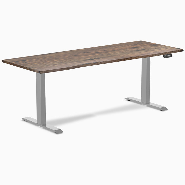 Desky Dual Natural Walnut Hardwood Sit Stand Desk