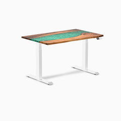 Desky dual resin natural walnut emerald river 1200mm in white