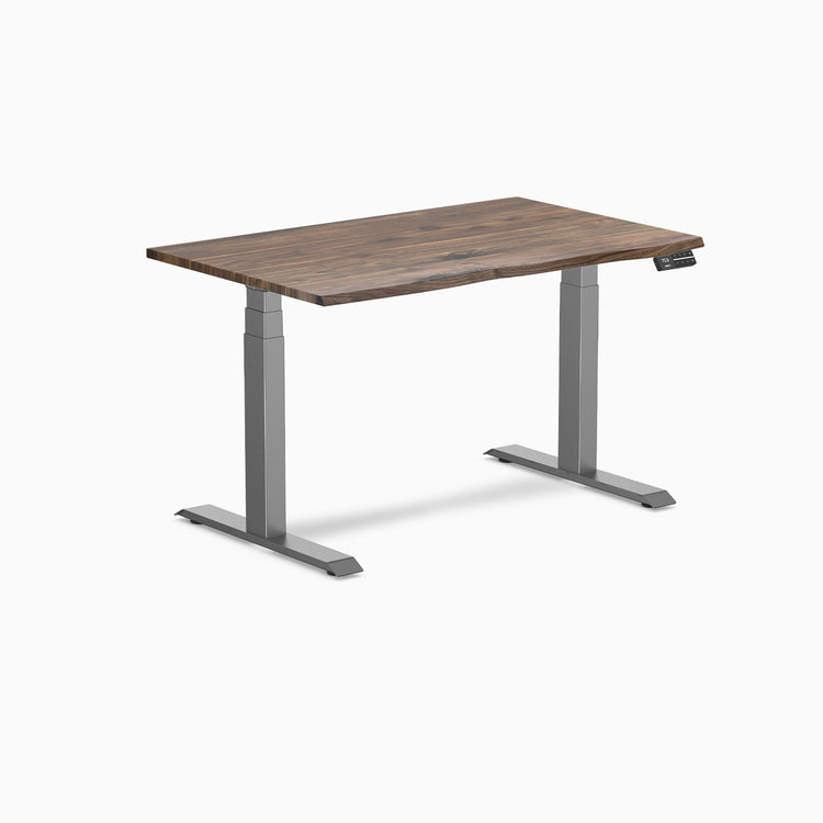 Desky Dual Natural Walnut Hardwood Sit Stand Desk