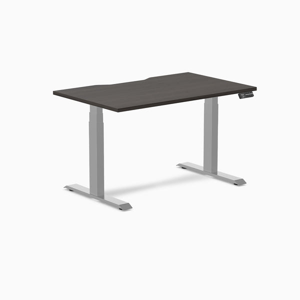 Desky Dual Scalloped Melamine Sit Stand Desk-Dual Desks-Desky-Burnished Wood-1200x750mm-Grey-Desky® Australia