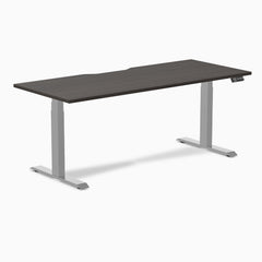 Desky Dual Scalloped Melamine Sit Stand Desk-Dual Desks-Desky-Burnished Wood-1800x750mm-Grey-Desky® Australia