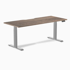 Desky Dual Scalloped Melamine Sit Stand Desk-Dual Desks-Desky-Natural Walnut-1800x750mm-Grey-Desky® Australia