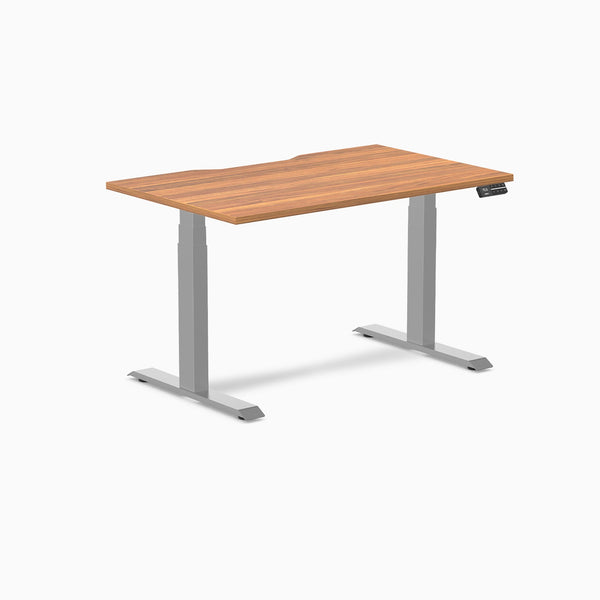 Desky Dual Scalloped Melamine Sit Stand Desk-Dual Desks-Desky-Prime Oak-1200x750mm-Grey-Desky® Australia