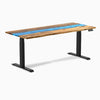 Dual electric resin hardwood standing desk teak blue river - Desky