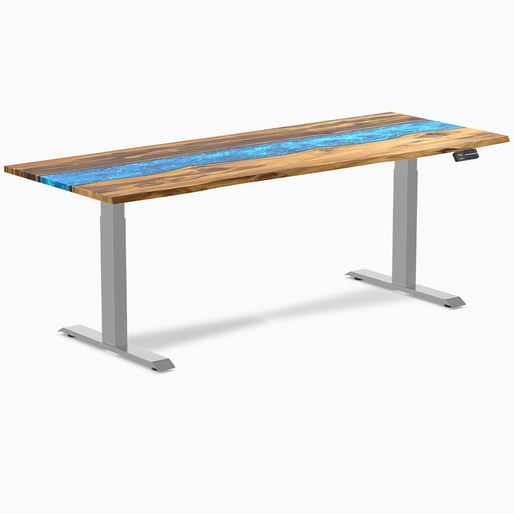 Standing desk resin teak blue river - Desky