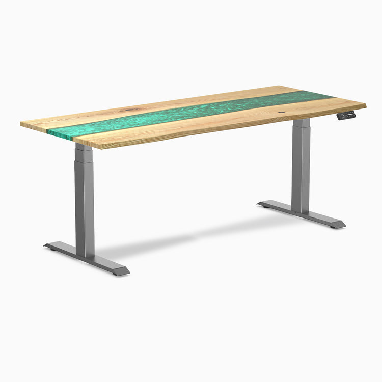 Standing desk resin white ash emerald river - Desky