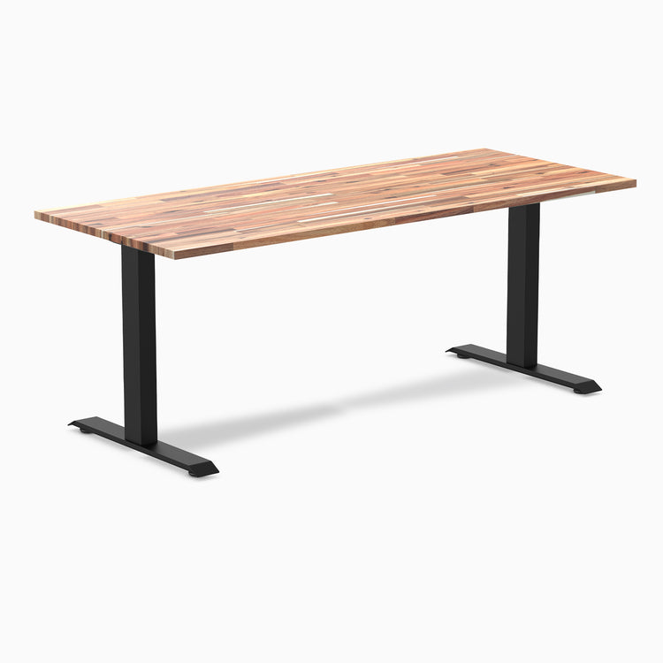 Desky Zero Softwood Office Desk with Acacia top and matte black steel frame.