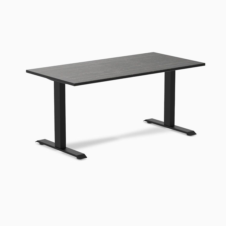 Desy fixed dark bamboo desk 1500mm in black 