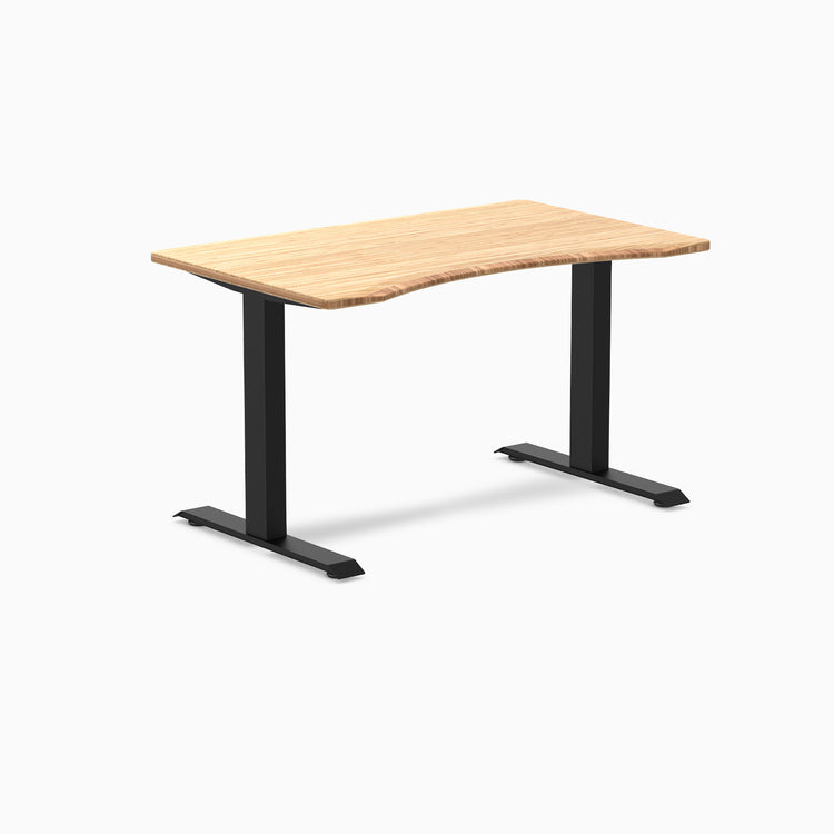 Desky Zero Ergo Edge Office Desk with a bamboo top and matte black frame.