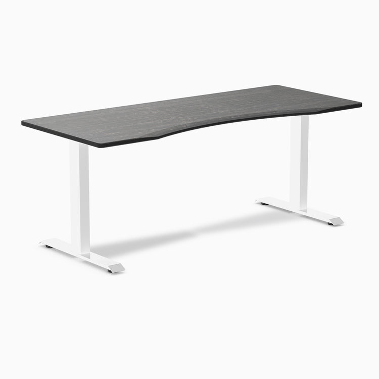 Fixed ergo edge dark bamboo desk 1800mm in white