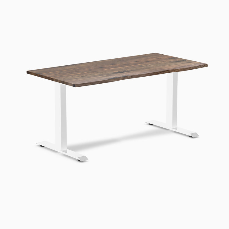 Desky fixed hardwood desk natural walnut 1500mm in white legs