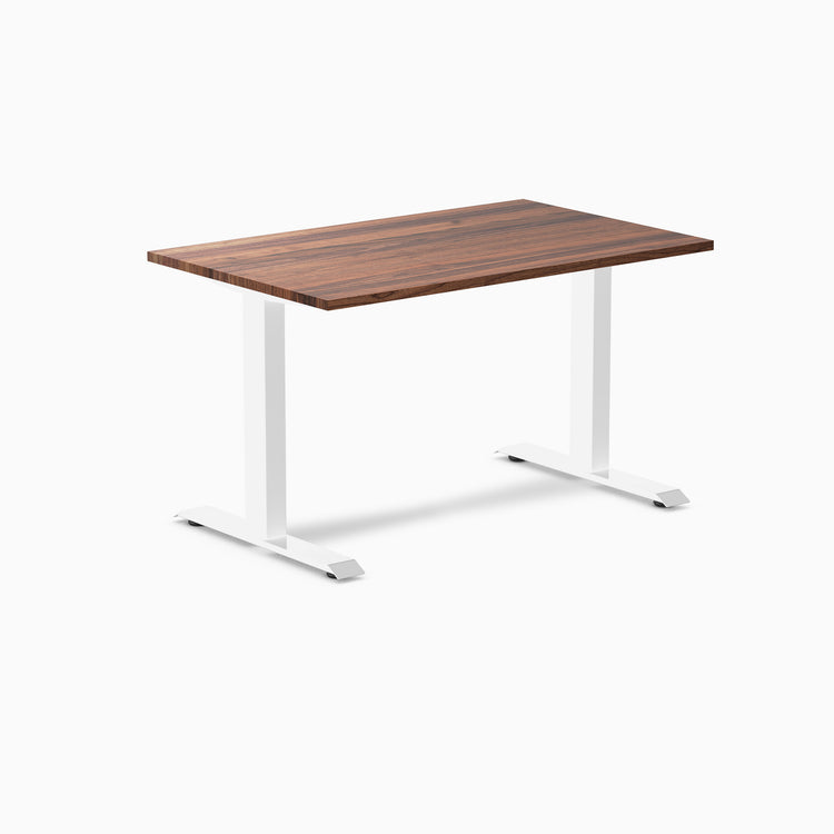 Desky fixed hardwood desk walnut 1200mm in white legs