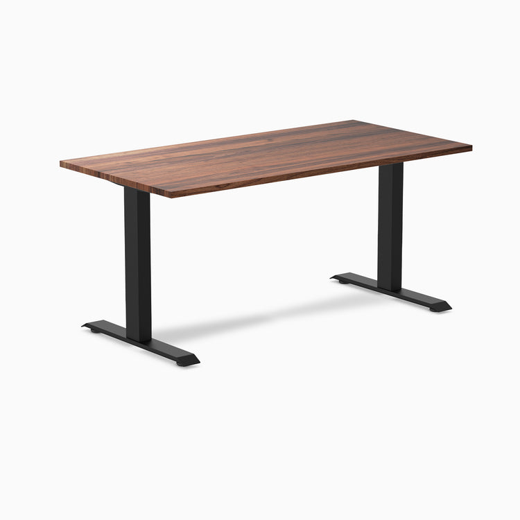 Desky fixed hardwood desk walnut 1500mm in black legs