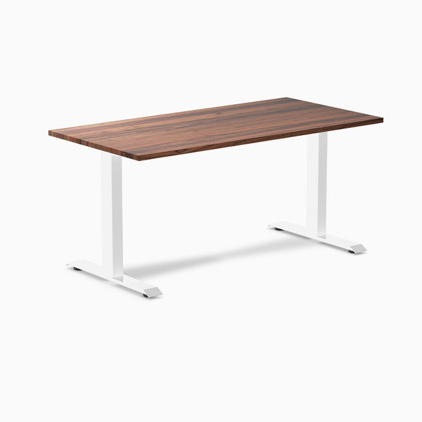 Desky fixed hardwood desk walnut 1500mm in white legs