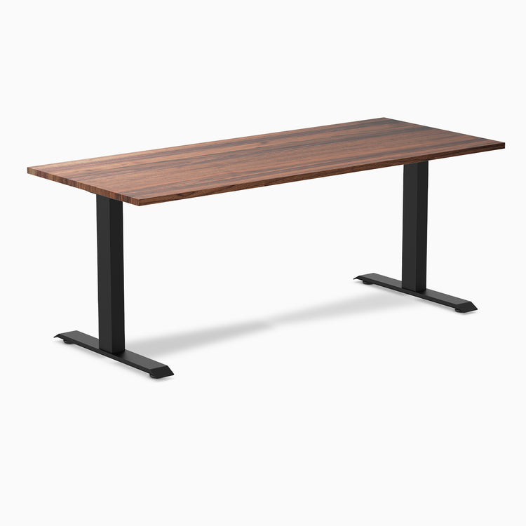 Desky fixed hardwood desk walnut 1800mm in black legs