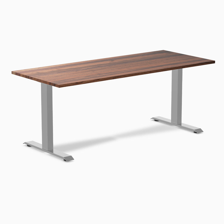 Desky fixed hardwood desk walnut 1800mm in gray legs