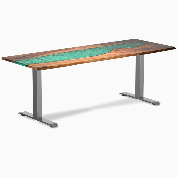 Fixed natural walnut emerald river desk - Desky