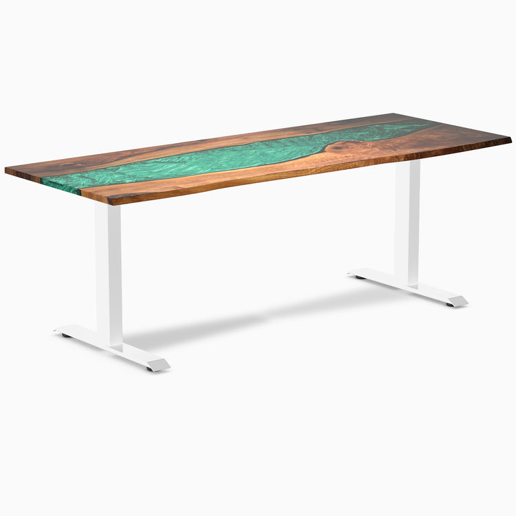 Fixed natural walnut emerald river desk - Desky