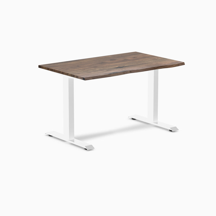 Desky fixed hardwood desk natural walnut 1200mm in white legs