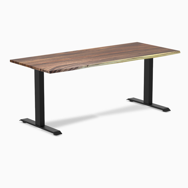 Desky fixed hardwood desk saman 1800mm in black legs