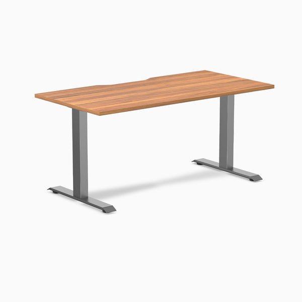 Desky Zero Scalloped Laminate Office Desk, Prime Oak desktop, Space Gray frame